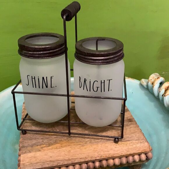 Rae Dunn shine bright candle holders with caddy - Picture 1 of 7